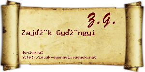 Zaják Gyöngyi névjegykártya
