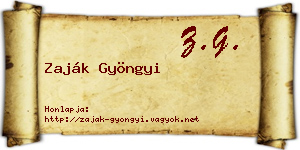 Zaják Gyöngyi névjegykártya